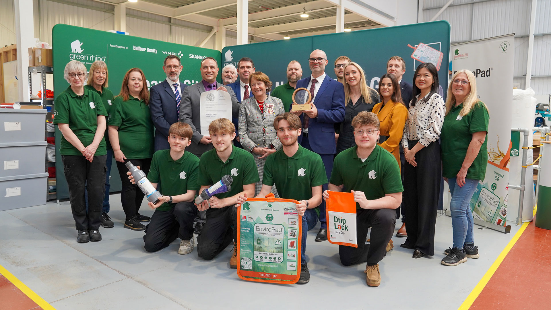 Clare, Countess of Euston, His Majesty’s Lord-Lieutenant of Suffolk with the Green Rhino team.