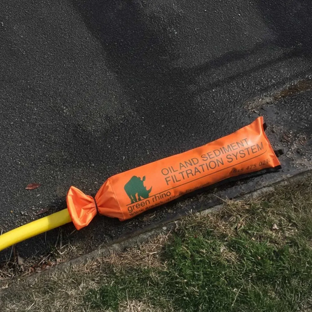 Green Rhino Oil & Sediment Dewatering Filter on Road