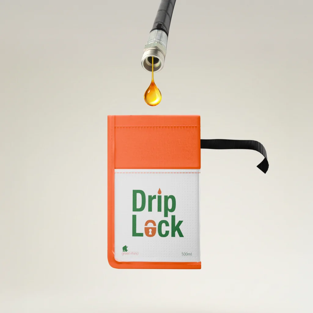 DripLock Hose Cap Capturing Oil Drip