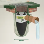 Cut-Through of Gully Pot showing DropFit Sediment Gully Filter